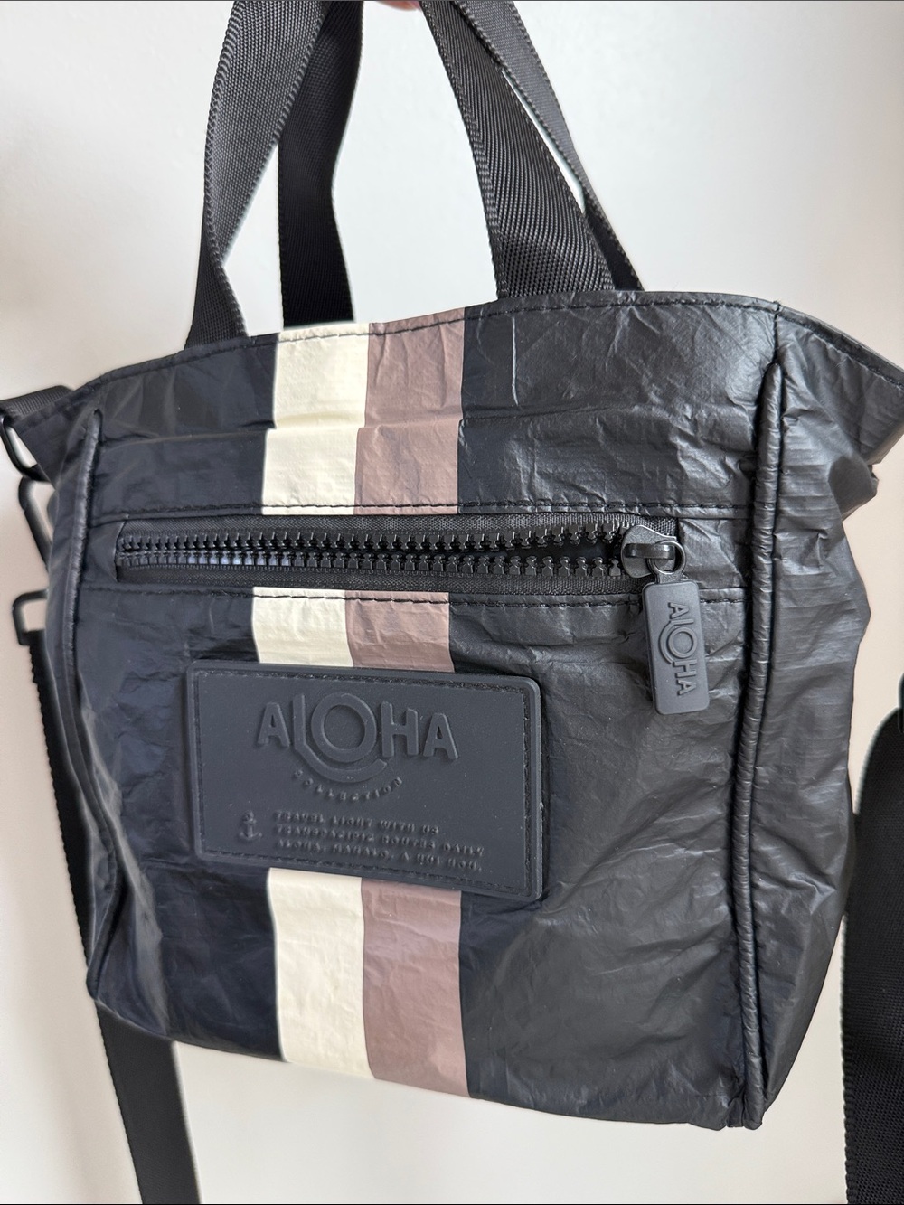 ALOHA Collection Le Voyageur crossbody bag Caffe On Black Color - Picture 2 of 14